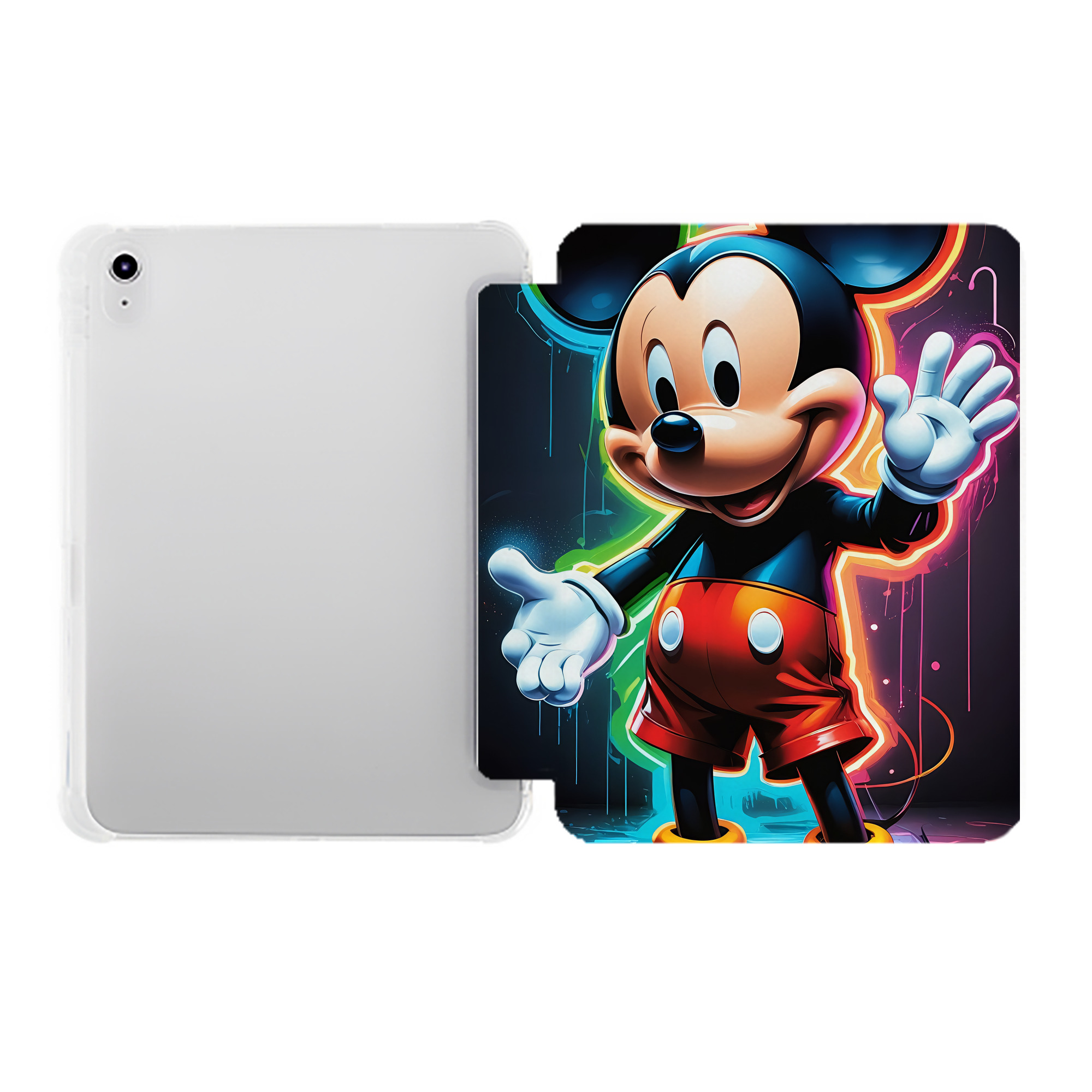 （画像用） ミッキーマウス Mickey Mouse IPad ケース ペン収納付き 三つ折りスタンド PUレザー×シリコン 対応機種9.5/10.5/10.9インチ